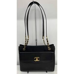 CHANEL Caviar Skin Chain Shoulder Bag Black